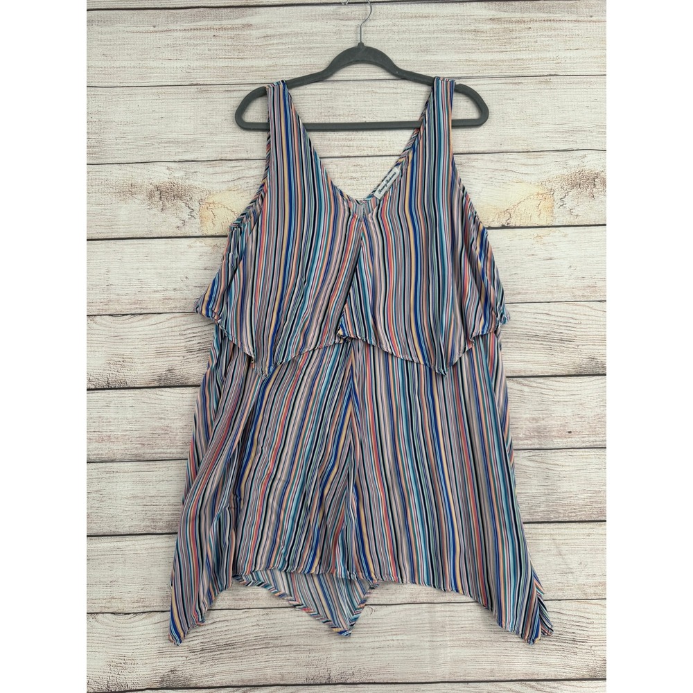 Tommy Bahama Dress Womens Medium Multi Color Striped Tiered Handkerchief TW22352